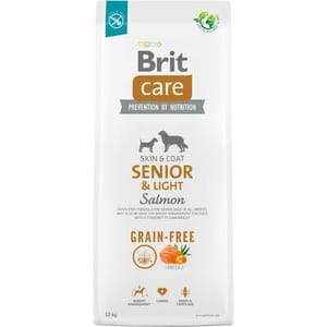 Brit Care Anjing Tanpa Bijirin Warga Emas & Ringan Ikan Salmon Dog Dry Food Brit Care