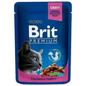 Brit Premium Kucing Dengan Ayam & Turki 100g Cat Wet Food Brit Premium
