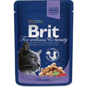 Brit Premium Kucing Dengan Ikan Kod 100g Cat Wet Food Brit Premium