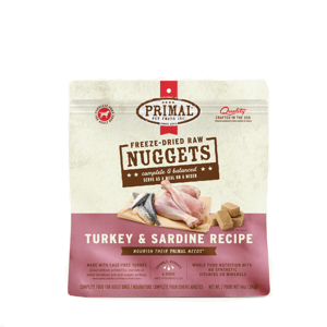 Primal Primal Freeze-Dried Raw Nuggets Dog Food Turkey & Sardine Recipe 14oz 14oz 正面圖