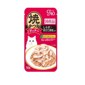 CIAO CIAO Grilled Tuna Flake in Jelly with Whitebait & Scallop Flavor 50g  正面圖