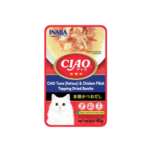 CIAO CIAO Cat Pouch Soup Tuna  & Chicken Fillet Topping Dried Bonito 40g  正面圖