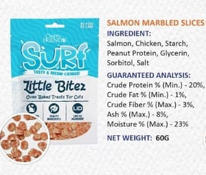 Cindy & Friends Makanan Kucing Little Bitez Siri Surf Hiris Salmon Berjalur 60g (CNF-LB201) Snek Kucing Cindy & Friends