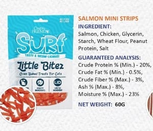 Cindy & Friends Makanan Kucing Little Bitez Siri Surf Jalur Salmon Mini 60g (CNF-LB202) Cat Treats Cindy & Friends
