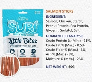 Cindy & Friends Makanan Kucing Little Bitez Siri Surf Batang Salmon 60g (CNF-LB203) Cat Treats Cindy & Friends