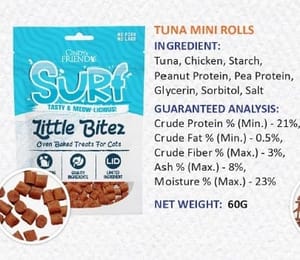 Cindy & Friends Makanan Kucing Little Bitez Siri Surf Gulungan Tuna Mini 60g (CNF-LB205) Snek Kucing Cindy & Friends