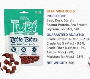 Cindy & Friends Makanan Kucing Little Bitez Turf Series Gulung Mini Daging Lembu 60g (CNF-LB302) Snek Kucing Cindy & Friends