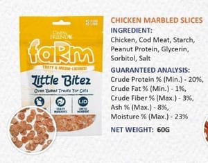 Cindy & Friends Makanan Kucing Little Bitez Siri Ladang Halia Ayam Bersalut 60g (CNF-LB101) Snek Kucing Cindy & Friends