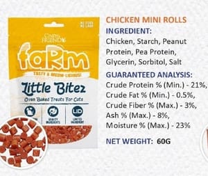 Cindy & Friends Makanan Kucing Little Bitez Siri Ladang Gulung Mini Ayam 60g (CNF-LB105) Cat Treats Cindy & Friends