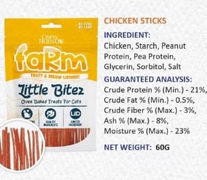 Cindy & Friends Makanan Kucing Little Bitez Siri Ladang Batang Ayam 60g (CNF-LB106) Cat Treats Cindy & Friends