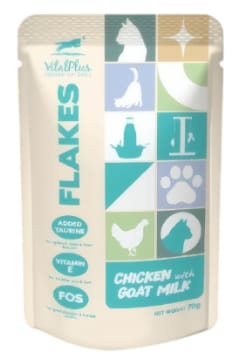 VitalPlus Flakes Ayam dengan Susu Kambing Poket Kucing 70g (VP-FP03) Cat Wet Food VitalPlus