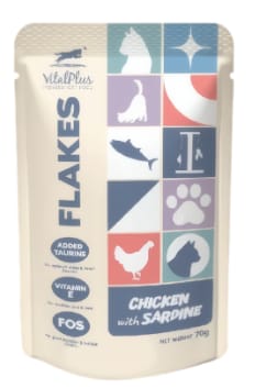 VitalPlus Flakes Ayam dengan Sardin Pouch Kucing 70g (VP-FP04) Cat Wet Food VitalPlus