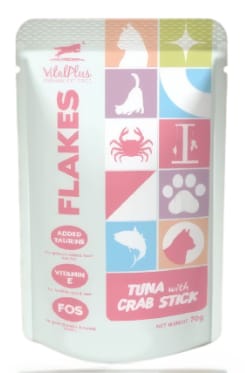 VitalPlus Flakes Tuna dengan Batang Ketam Poket Kucing 70g (VP-FP08) Cat Wet Food VitalPlus