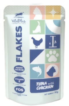VitalPlus Flakes Tuna dengan Ayam Poket Kucing 70g (VP-FP11) Cat Wet Food VitalPlus