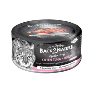 Back2nature Back2nature 幼貓罐頭 無穀物肉絲主食罐 吞拿魚+菊粉 80g 80g  正面圖