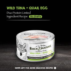 BACK2NATURE BACK2NATURE GRAIN FREE WILD TUNA + QUAIL EGG 95g 95g  正面圖