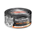 Back2nature Back2nature 貓罐頭 無穀物肉絲主食罐 野生吞拿魚+鯖魚 80g 80g  正面圖